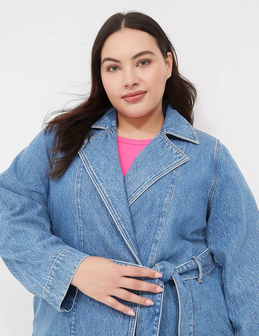 Blue Lane Bryant Denimed Trench Women Trench Coat | WXE1113UY