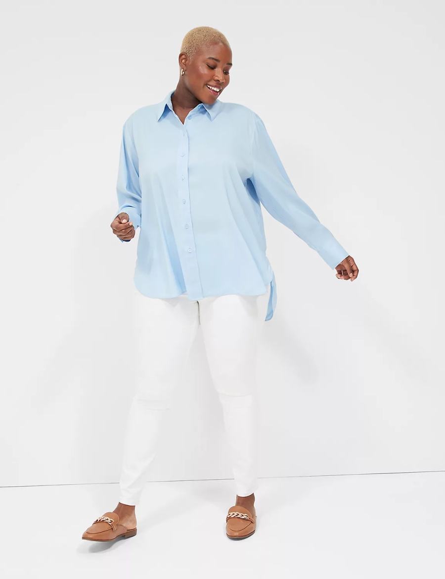 Blue Lane Bryant Easy Collared Button-Down Women Shirts | DCA6370BJ