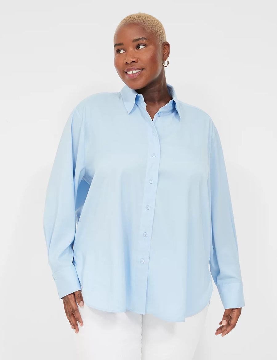 Blue Lane Bryant Easy Collared Button-Down Women Shirts | DCA6370BJ