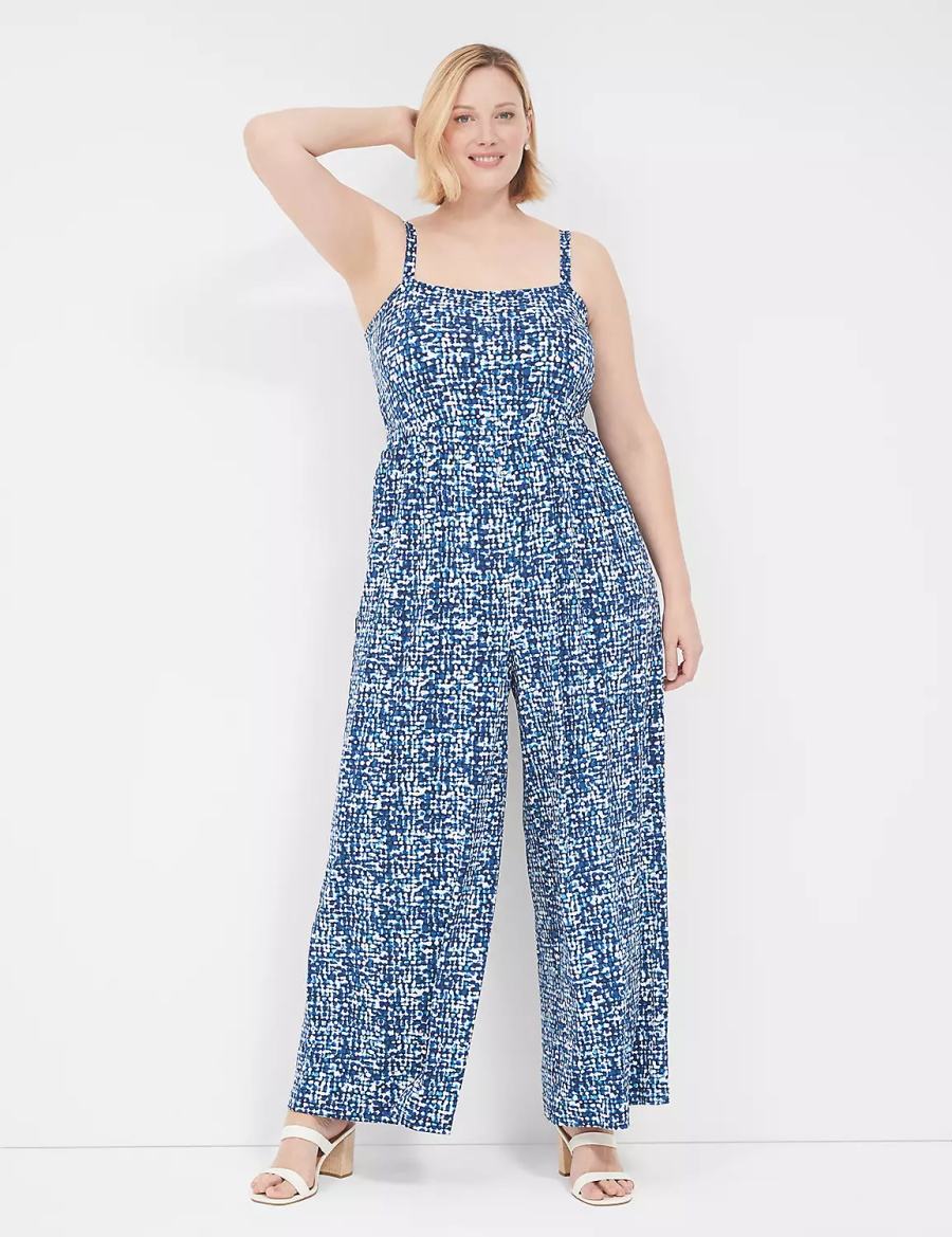 Blue Lane Bryant Elastic-Waist Jersey Women Jumpsuit | LSV7514BJ