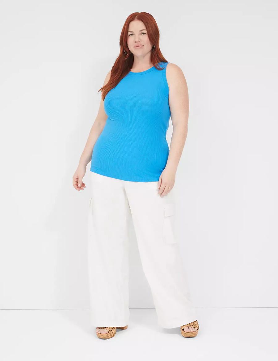 Blue Lane Bryant Fitted High-Neck Rib Women Tank Top | LDT2829KP