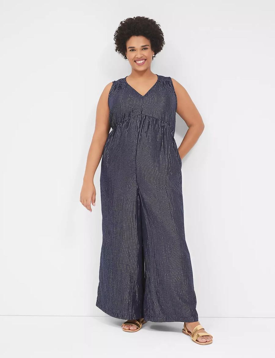 Blue Lane Bryant Lurex Gauze Easy Women Jumpsuit | YLP1848FS