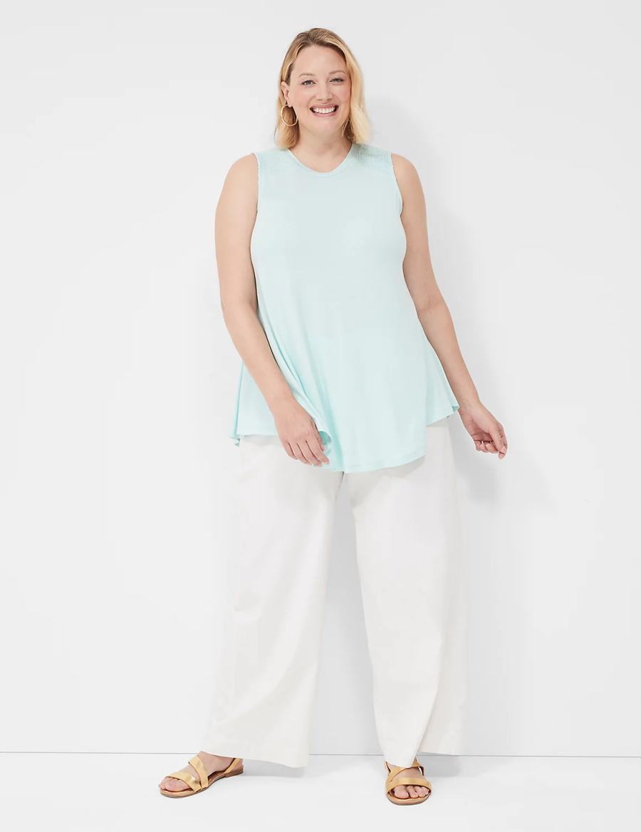 Blue Lane Bryant Max Swing High-Neck Smocked-Shoulder Tunic Women T Shirts | RIK9284BX