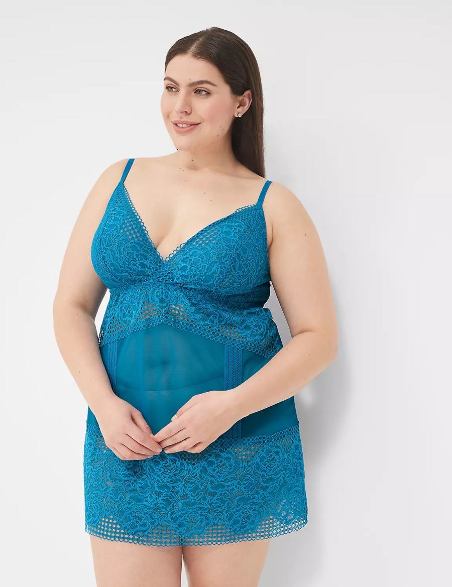 Blue Lane Bryant Mesh & Lace Slip Women Dress | GLK1462ZK