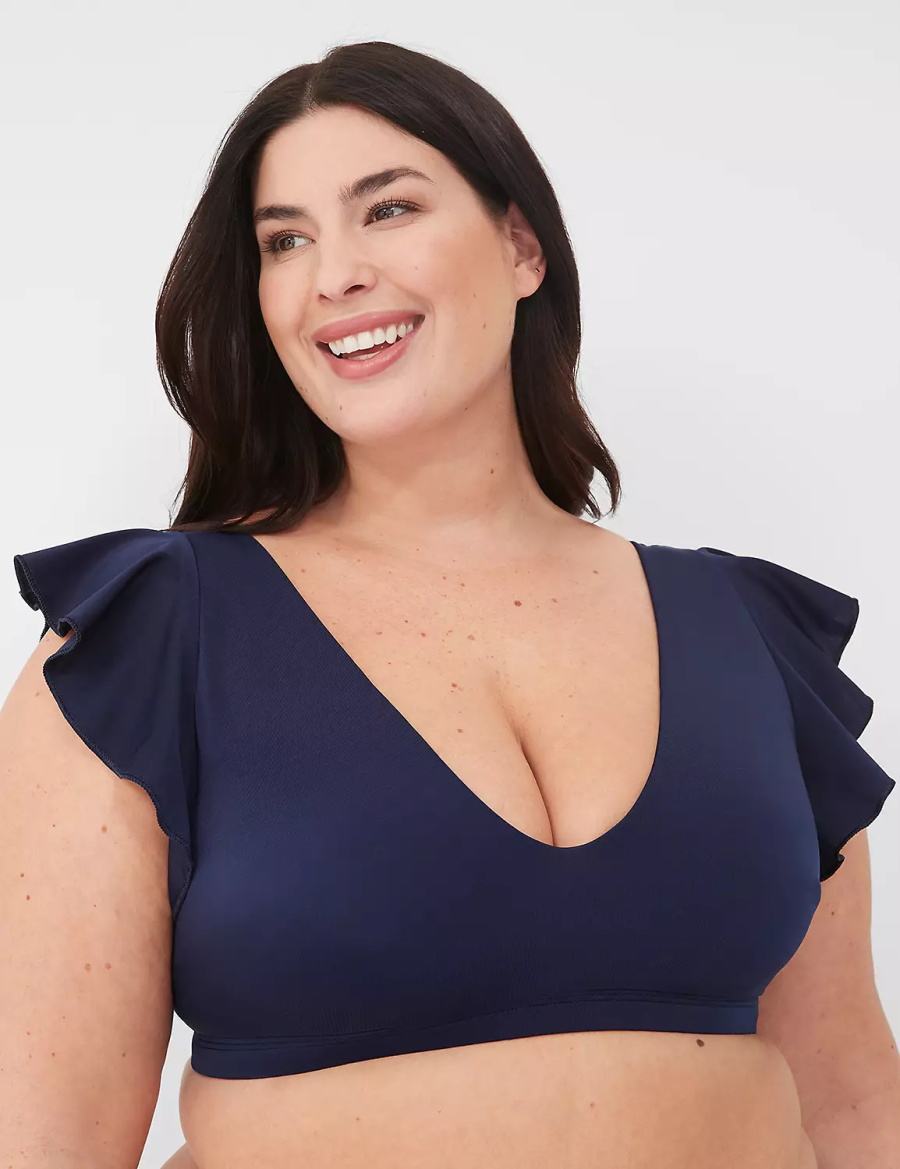 Blue Lane Bryant No-Wire Flutter-Sleeve Women Bikini Top | QND2613EL