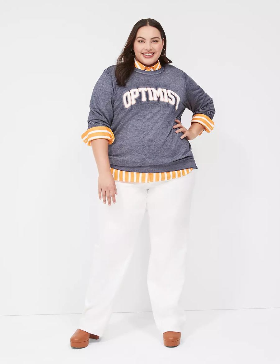 Blue Lane Bryant Optimist Graphic Women Sweatshirts | SEU5862IH