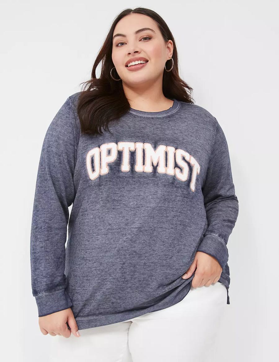 Blue Lane Bryant Optimist Graphic Women Sweatshirts | SEU5862IH