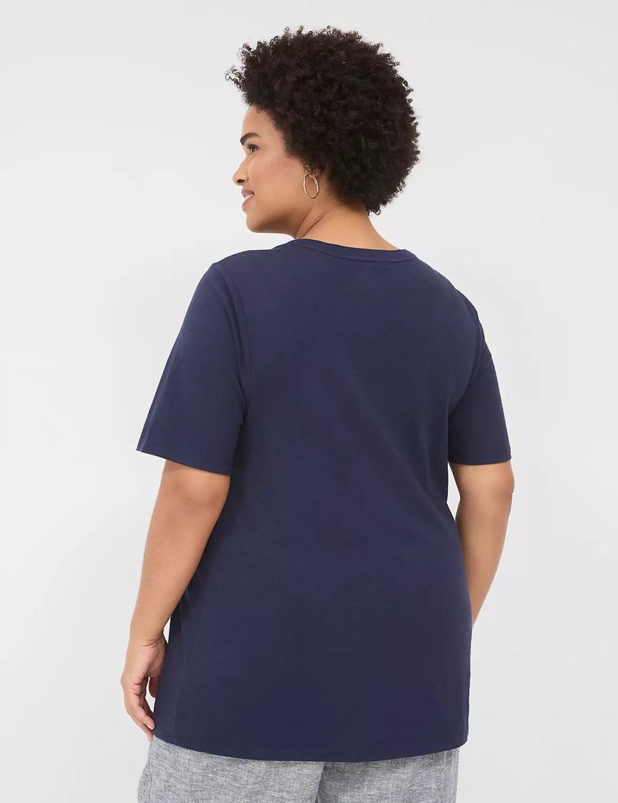 Blue Lane Bryant Perfect Sleeve Crew-Neck Tee Women T Shirts | HCP9789UG