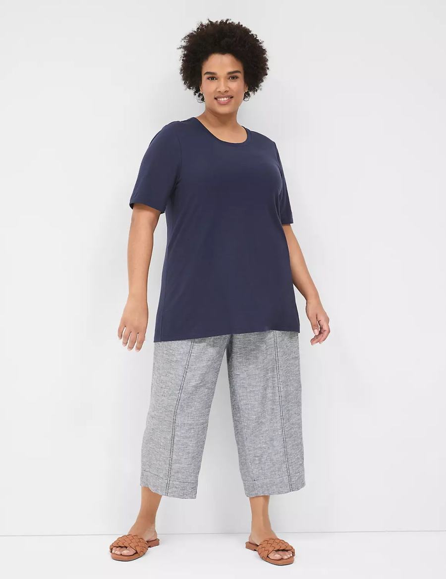 Blue Lane Bryant Perfect Sleeve Crew-Neck Tee Women T Shirts | HCP9789UG