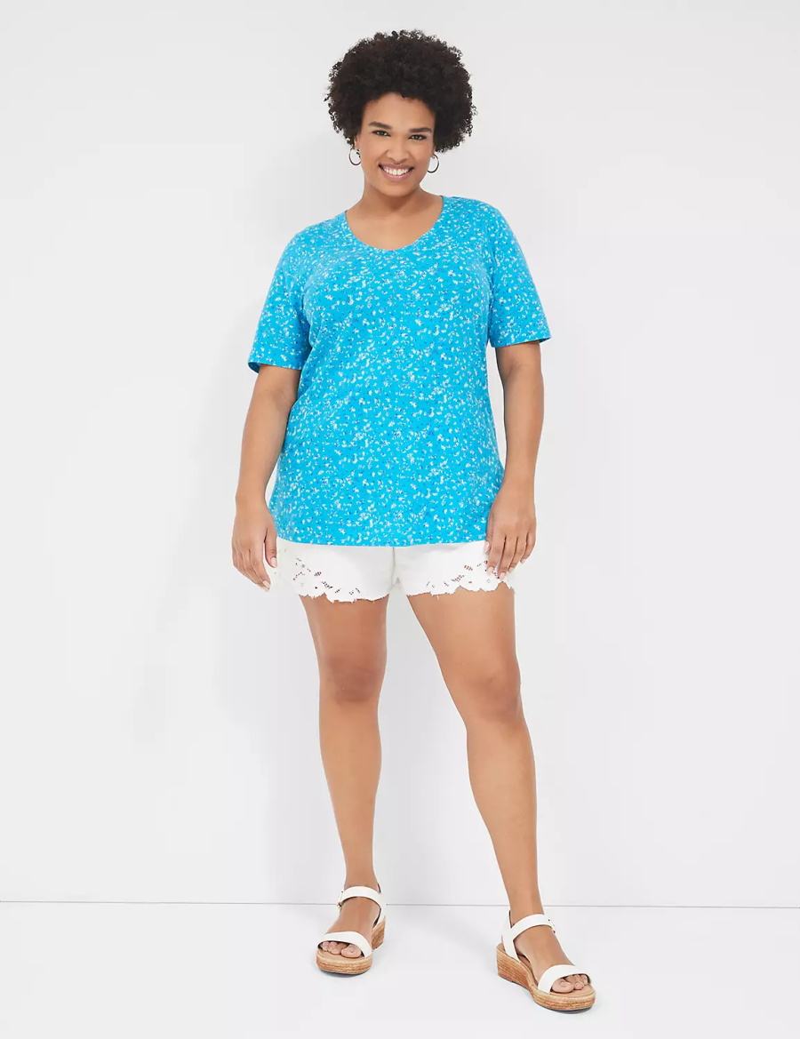 Blue Lane Bryant Perfect Sleeve V-Neck Tee Women T Shirts | ZAH7520MI