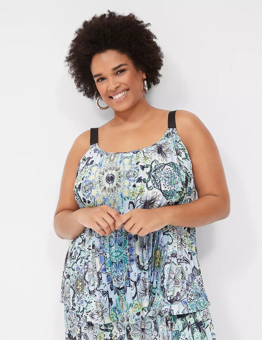 Blue Lane Bryant Pleated Grosgrain-Strap Cami Women Tank Top | BYT4890RM