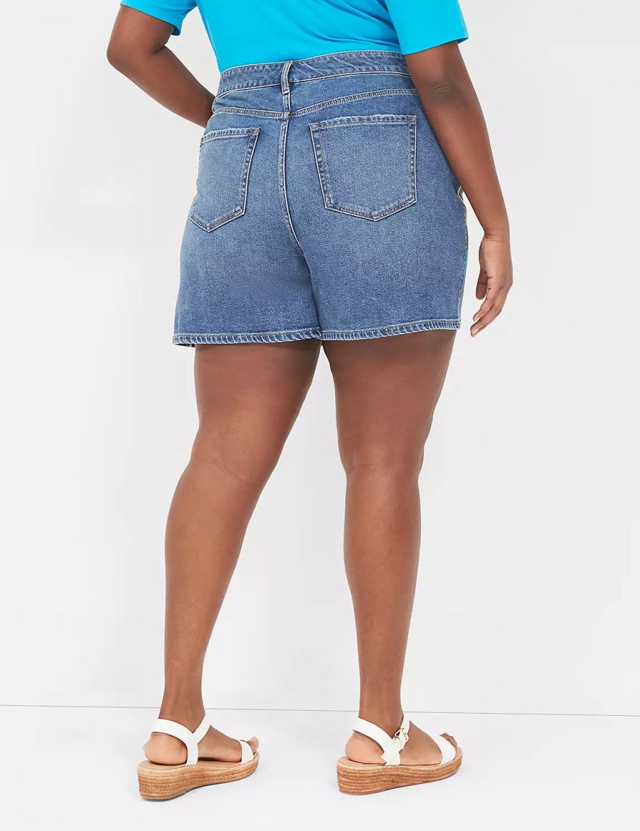 Blue Lane Bryant Pride Boyfriend Fit Jean With Embroidery Women Shorts | GYZ1298IP