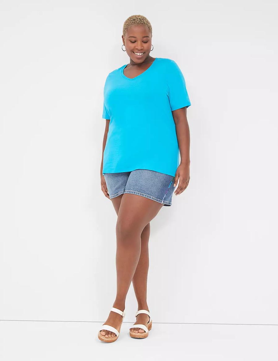 Blue Lane Bryant Pride Boyfriend Fit Jean With Embroidery Women Shorts | GYZ1298IP