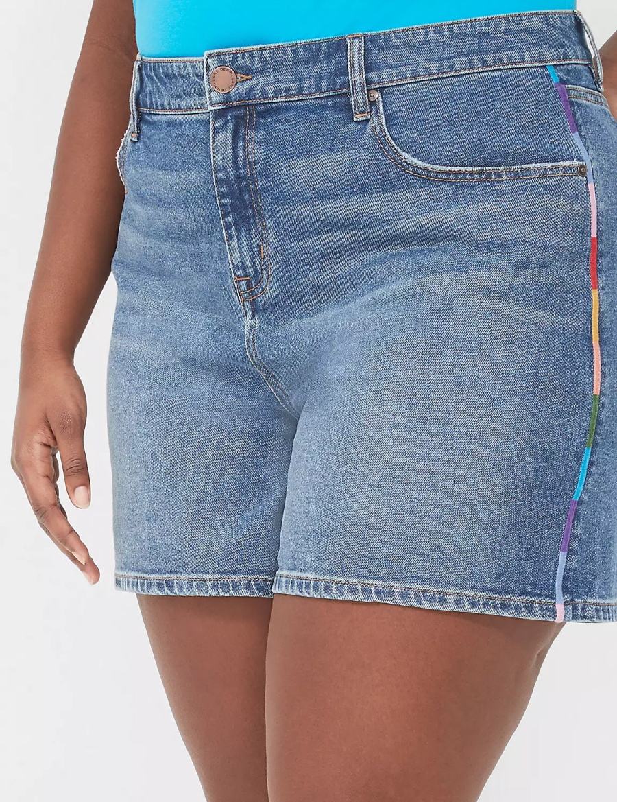 Blue Lane Bryant Pride Boyfriend Fit Jean With Embroidery Women Shorts | GYZ1298IP