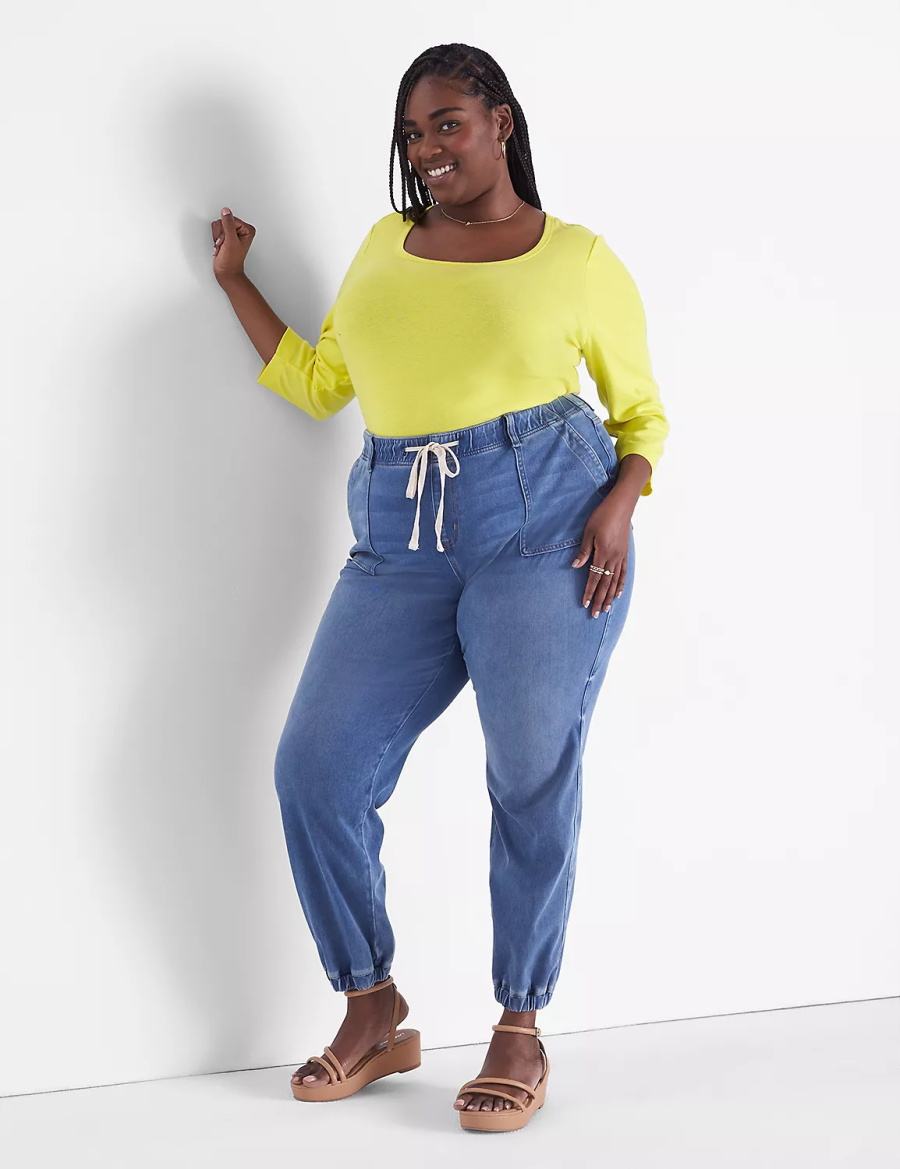 Blue Lane Bryant Pull-On Boyfriend Jogger Women Jeans | XNU8867TG