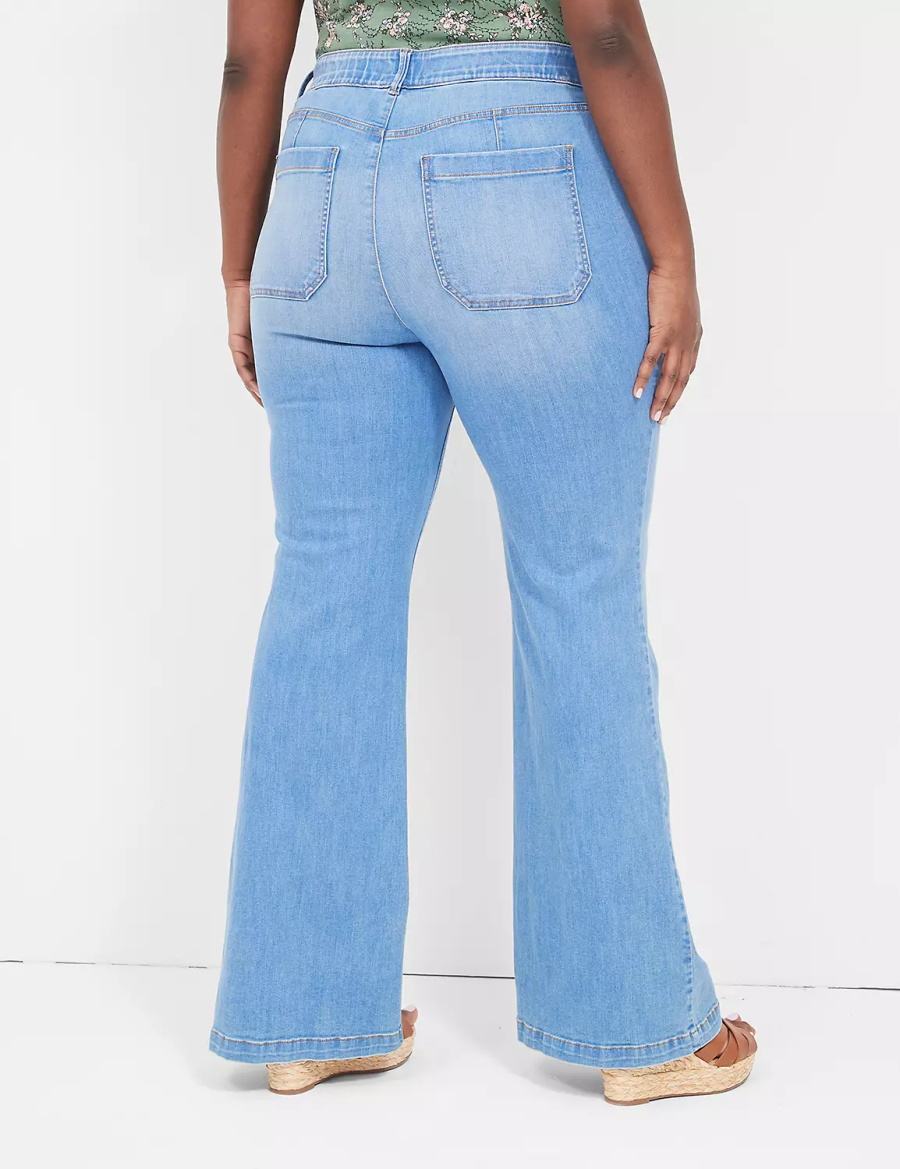 Blue Lane Bryant Pull-On Fit High-Rise Sailor Flare Women Jeans | KDO3495LQ