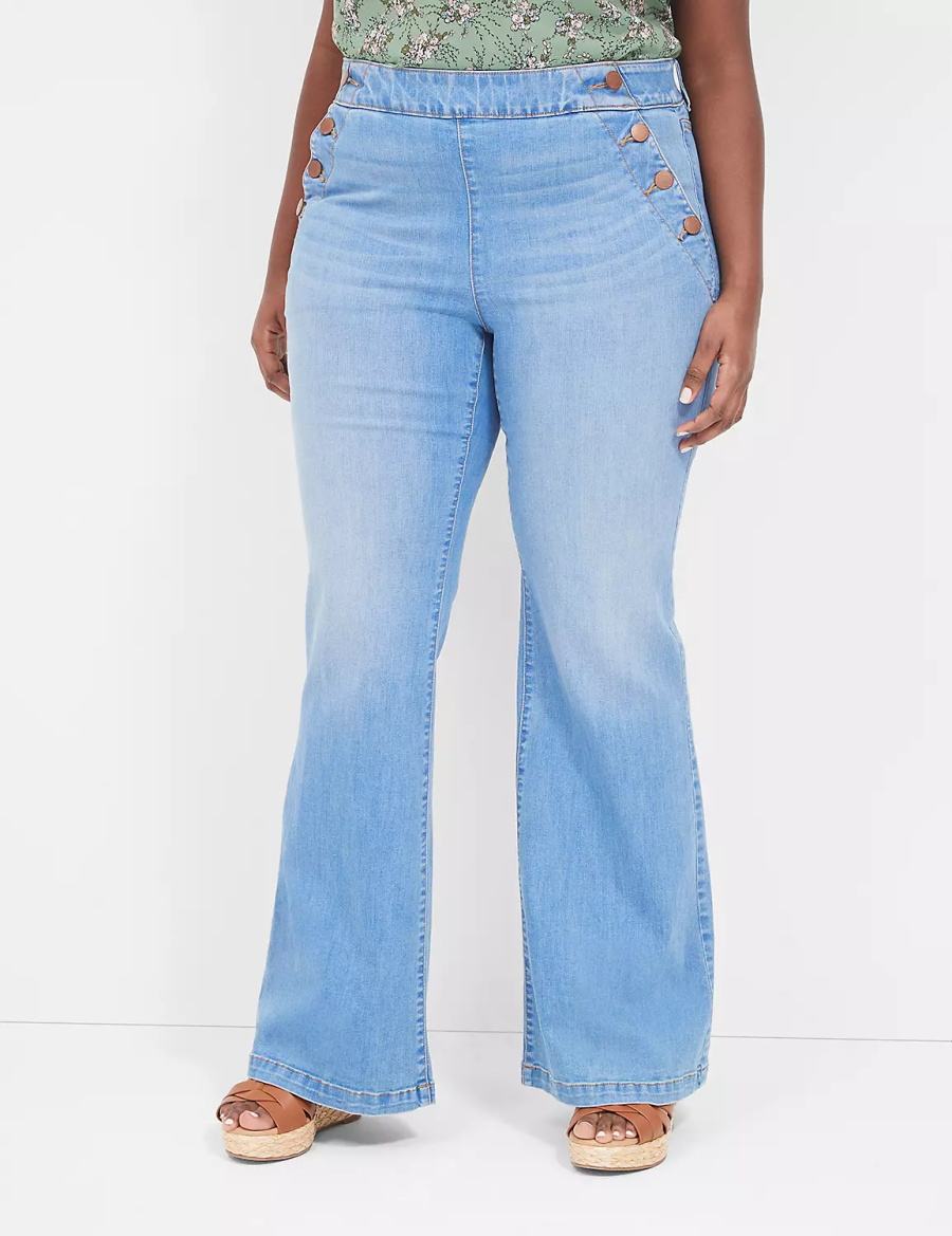 Blue Lane Bryant Pull-On Fit High-Rise Sailor Flare Women Jeans | KDO3495LQ