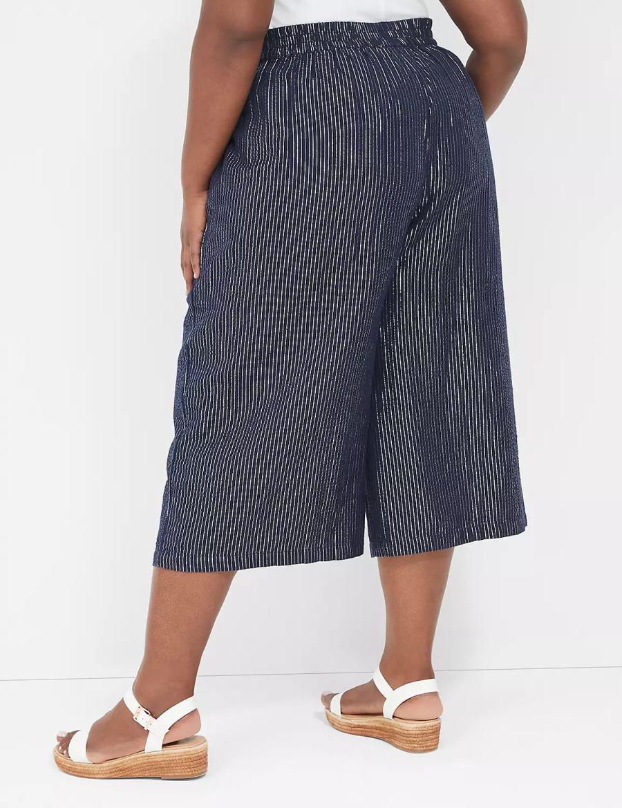 Blue Lane Bryant Pull-On Lurex Gauze Crop Wide Leg Women Pants | IDM5169MH