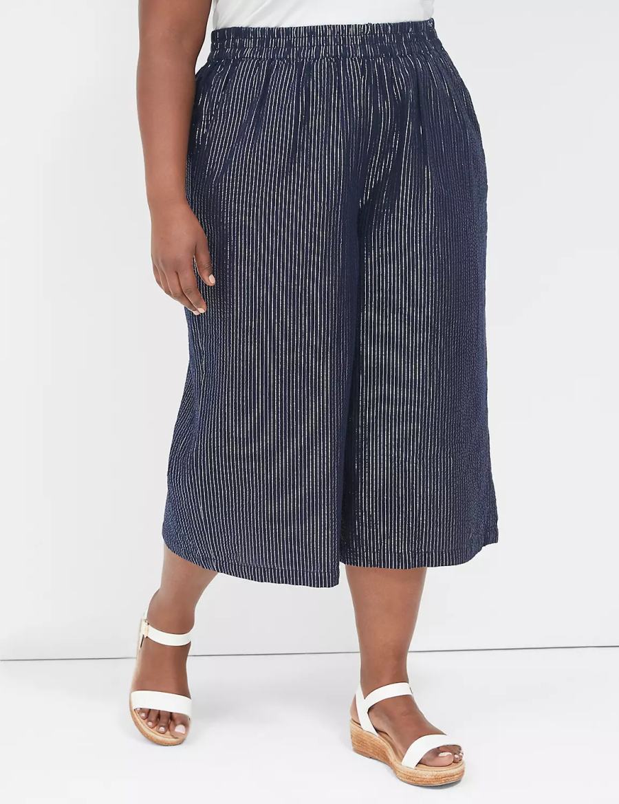 Blue Lane Bryant Pull-On Lurex Gauze Crop Wide Leg Women Pants | IDM5169MH