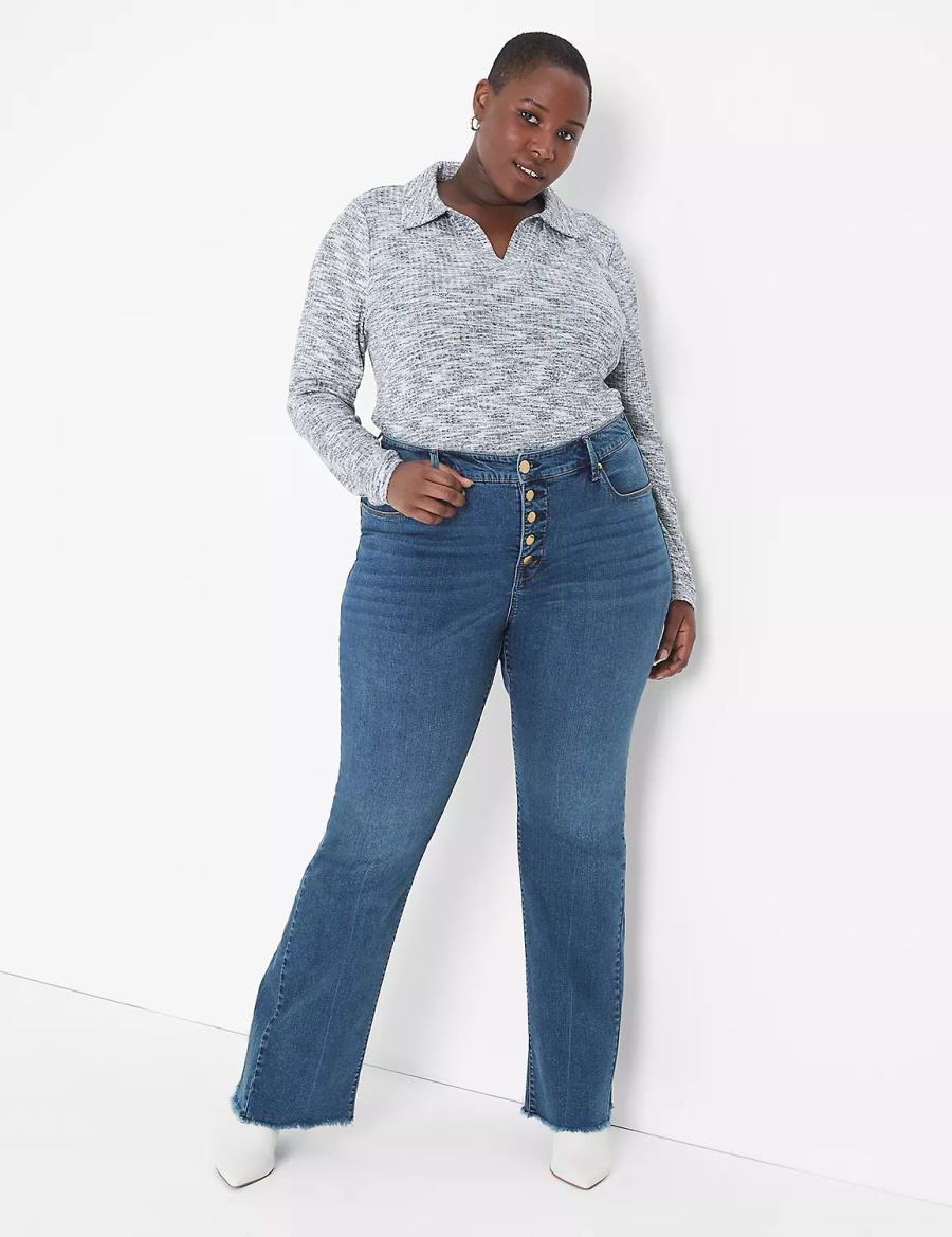 Blue Lane Bryant Seven7 High-Rise Flare With Raw Hem Women Jeans | SME177NV