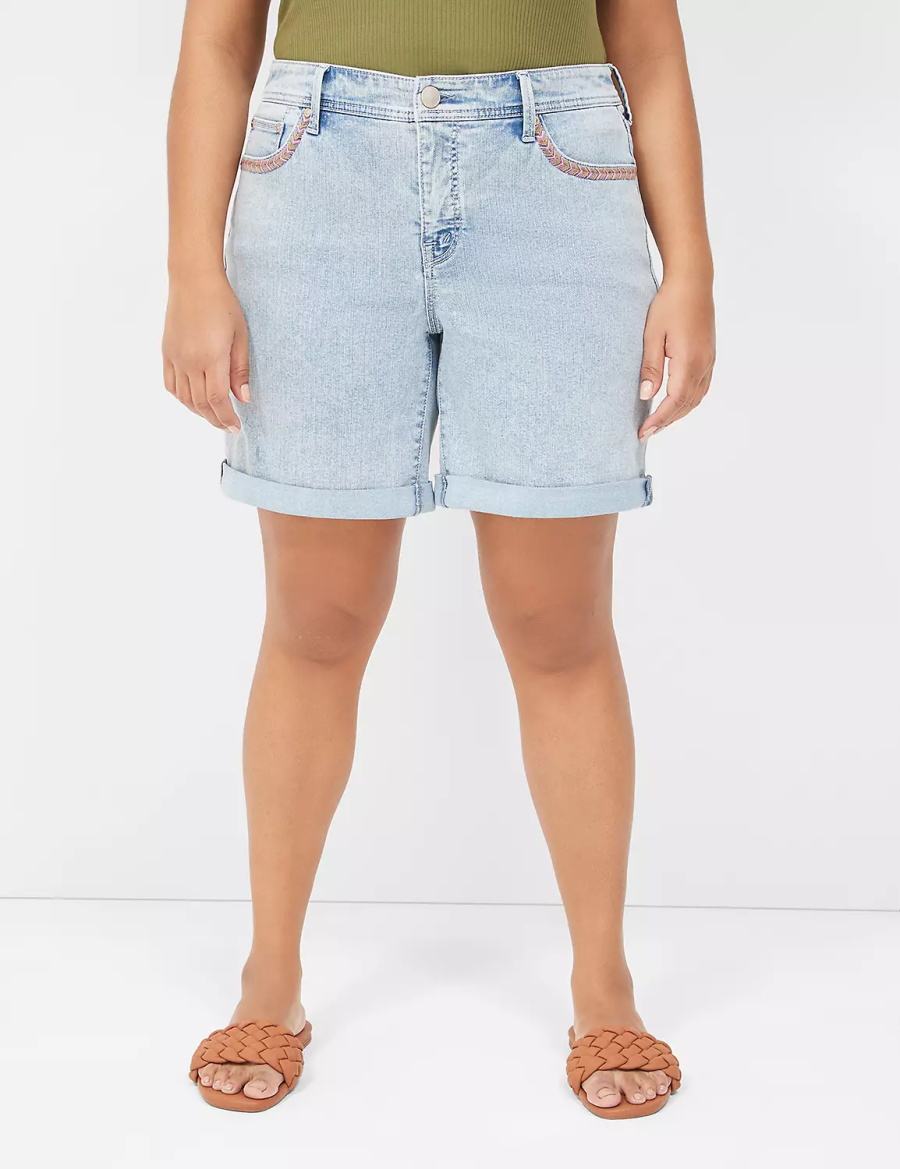 Blue Lane Bryant Seven7 Weekender Jean With Colorful Stitching Women Shorts | CQC1943VU