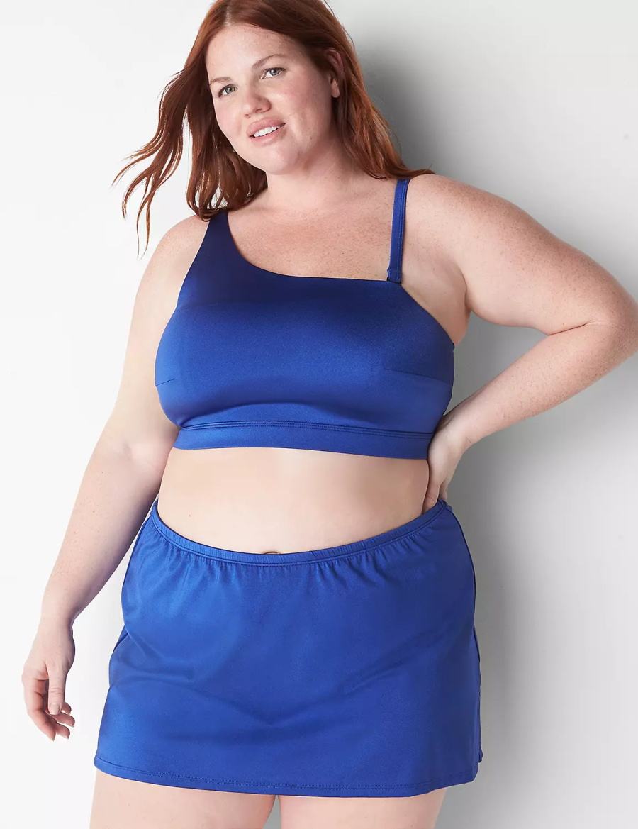 Blue Lane Bryant Shimmer Slitted Swim Women Skirts | OWY311AW