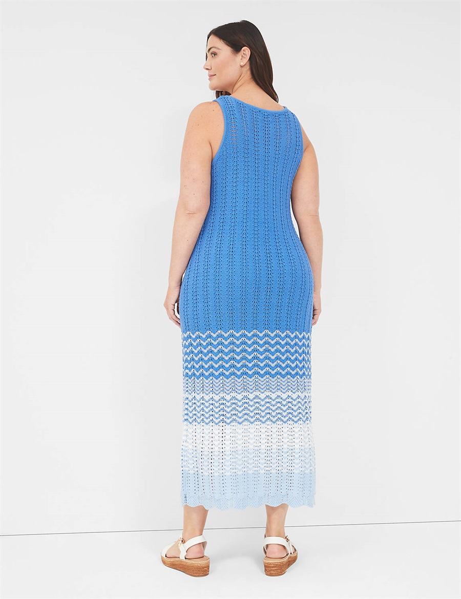 Blue Lane Bryant Sleeveless Scoop-Neck Midi Sweater Women Knitted Dress | CYC5512YI