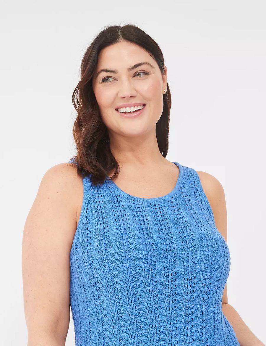 Blue Lane Bryant Sleeveless Scoop-Neck Midi Sweater Women Knitted Dress | CYC5512YI