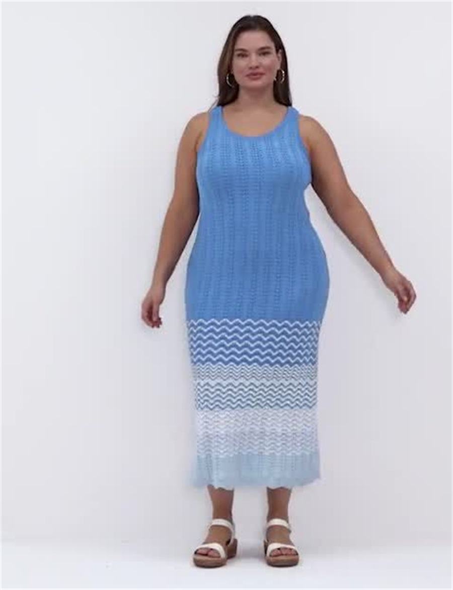 Blue Lane Bryant Sleeveless Scoop-Neck Midi Sweater Women Knitted Dress | CYC5512YI