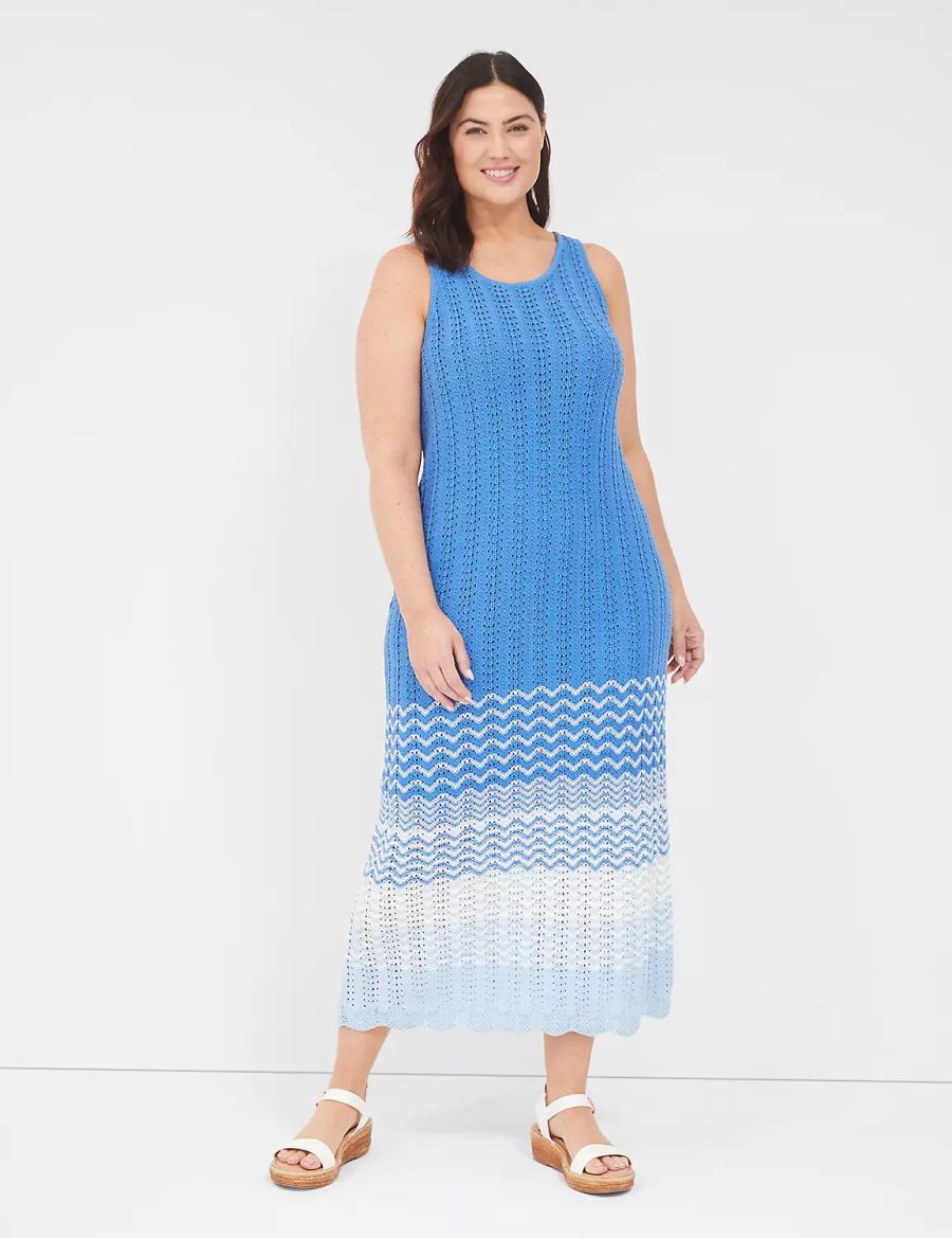 Blue Lane Bryant Sleeveless Scoop-Neck Midi Sweater Women Knitted Dress | CYC5512YI