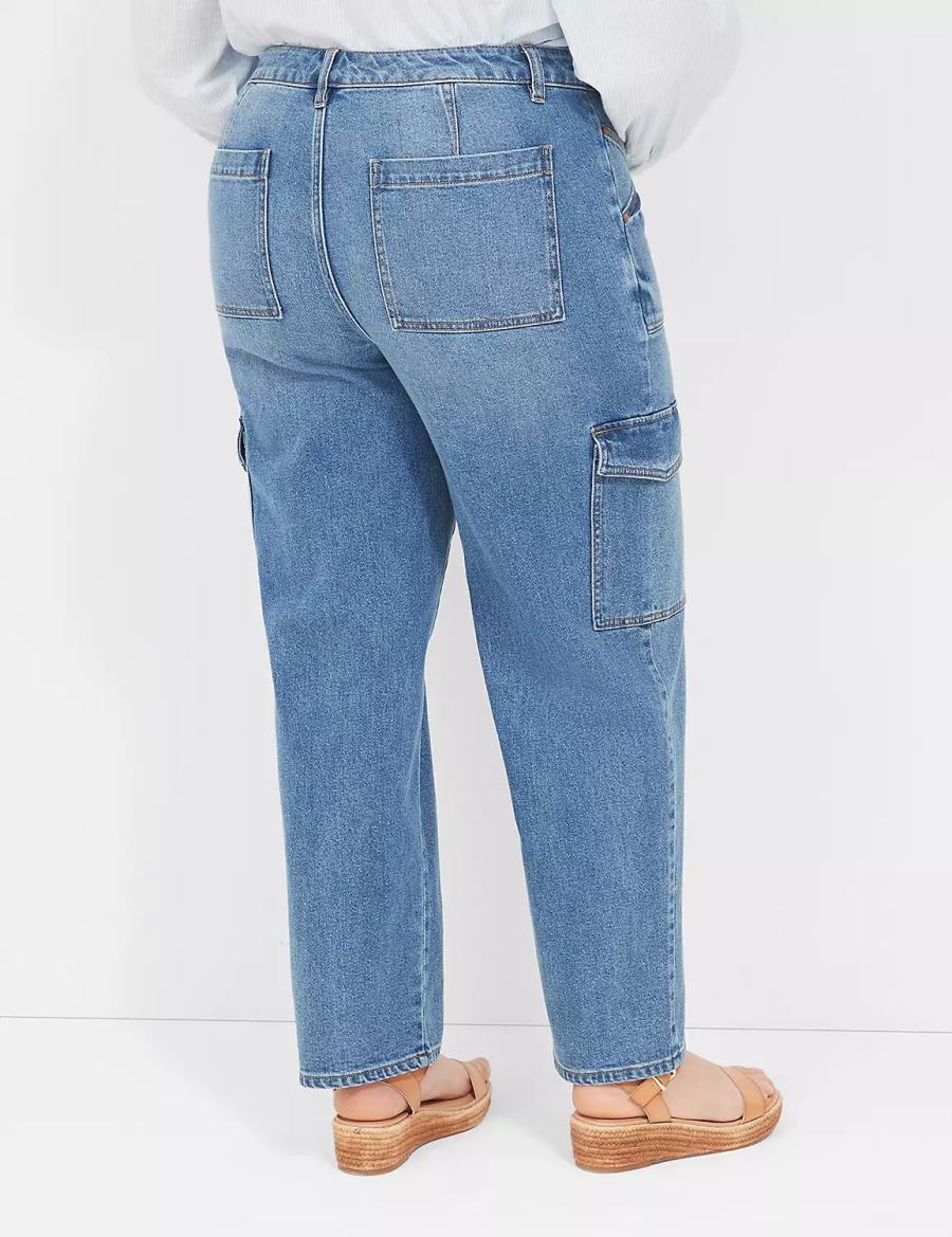 Blue Lane Bryant Straight Cargo Women Jeans | QZV687TU