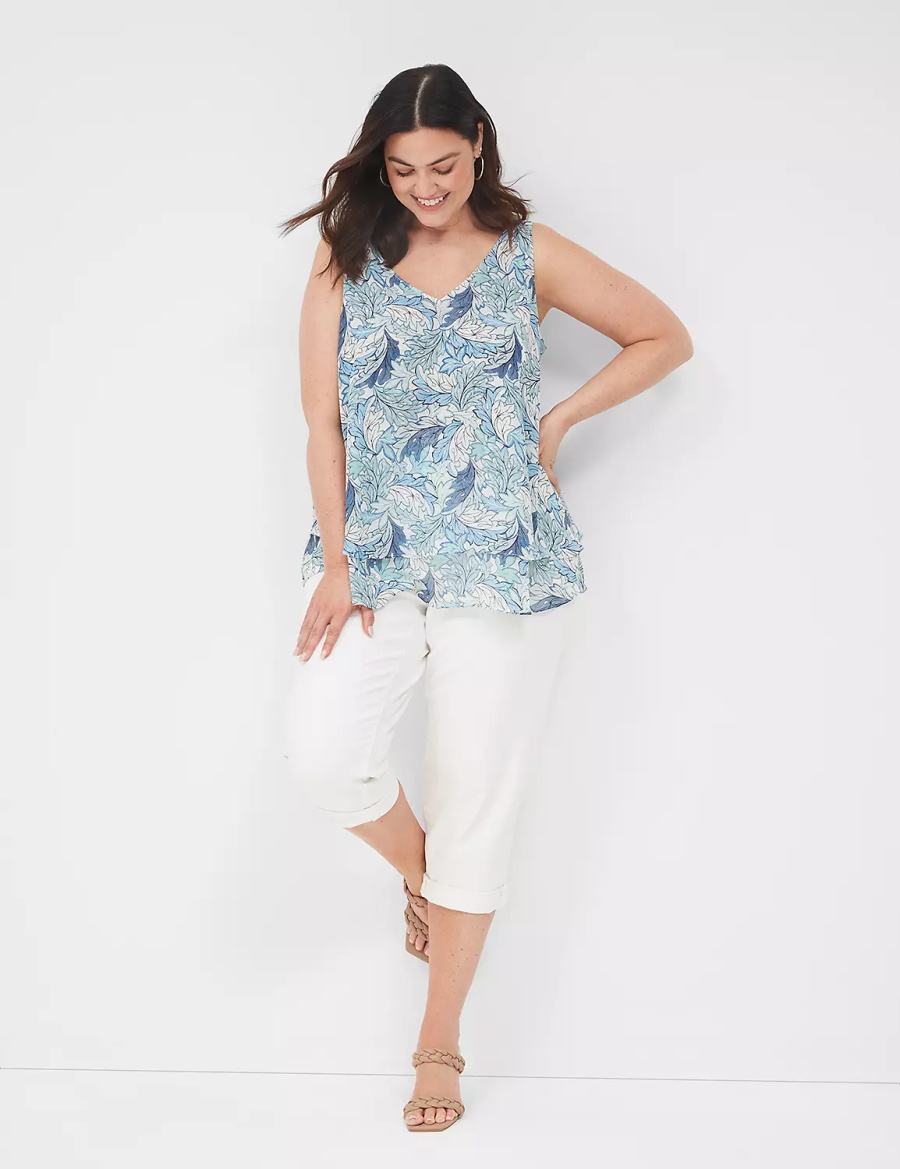 Blue Lane Bryant Swing Double-Layer Chiffon Women Tank Top | UDM6192FZ