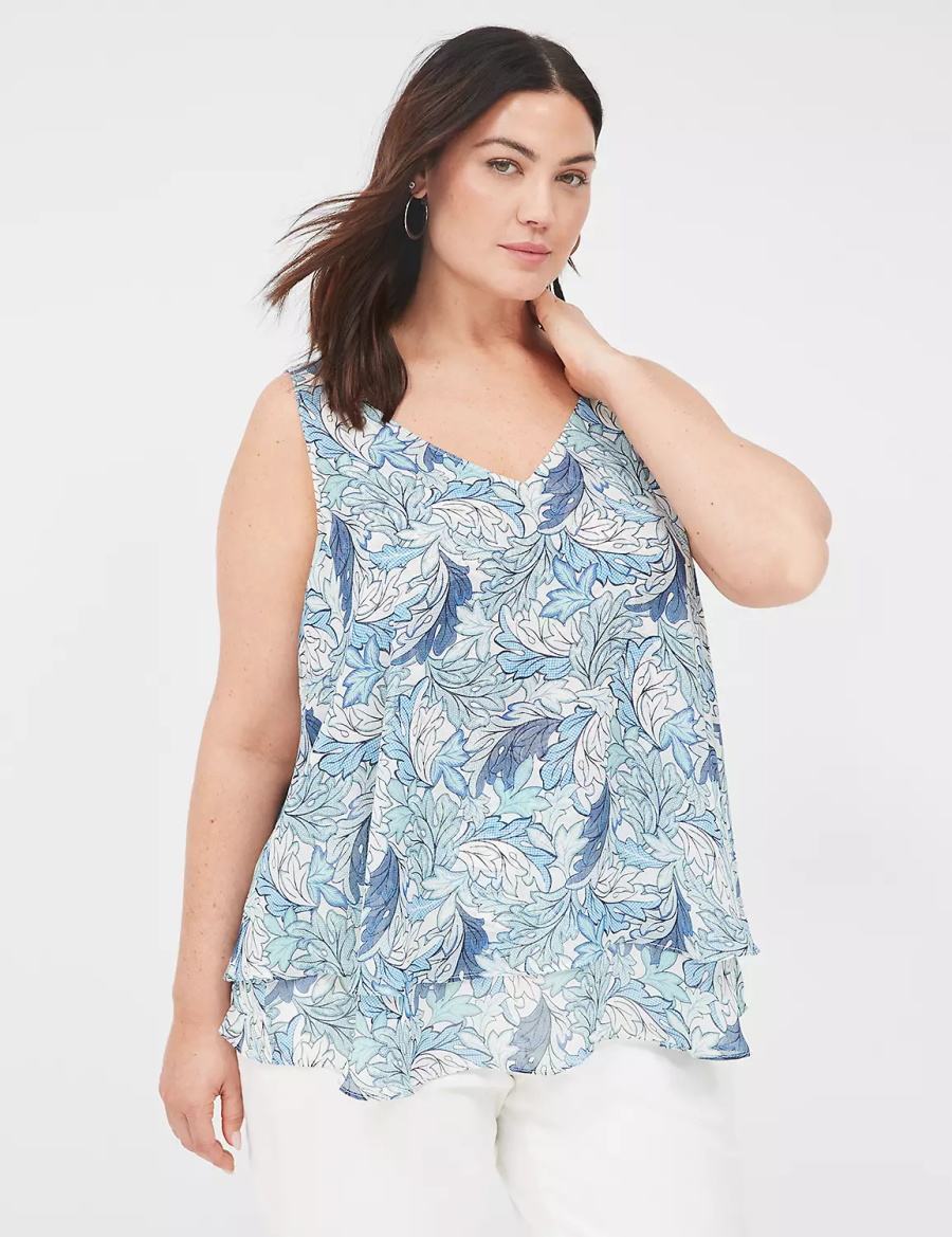 Blue Lane Bryant Swing Double-Layer Chiffon Women Tank Top | UDM6192FZ