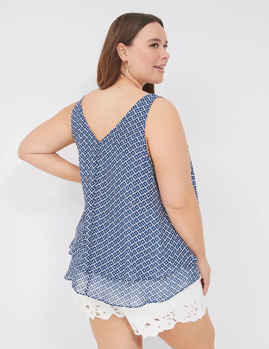 Blue Lane Bryant Swing Double-Layer Chiffon Women Tank Top | SNC8462XQ