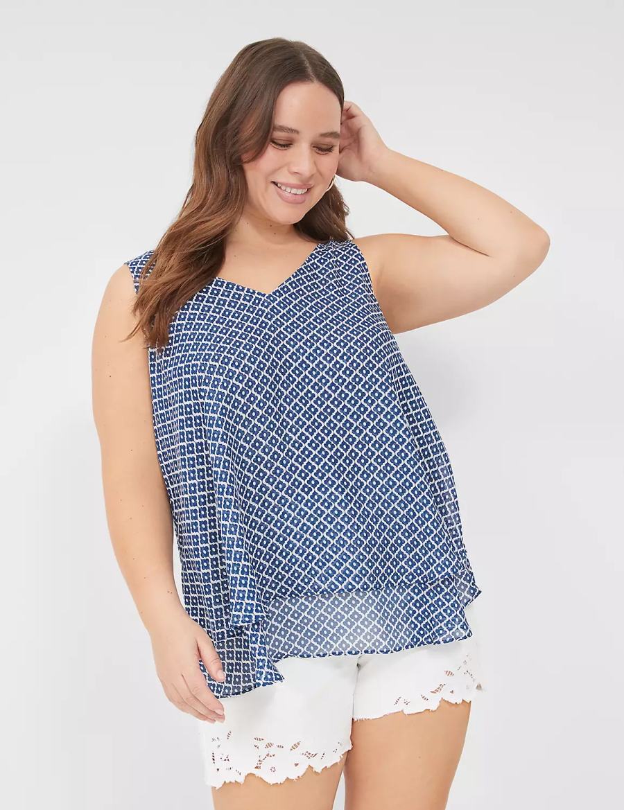 Blue Lane Bryant Swing Double-Layer Chiffon Women Tank Top | SNC8462XQ