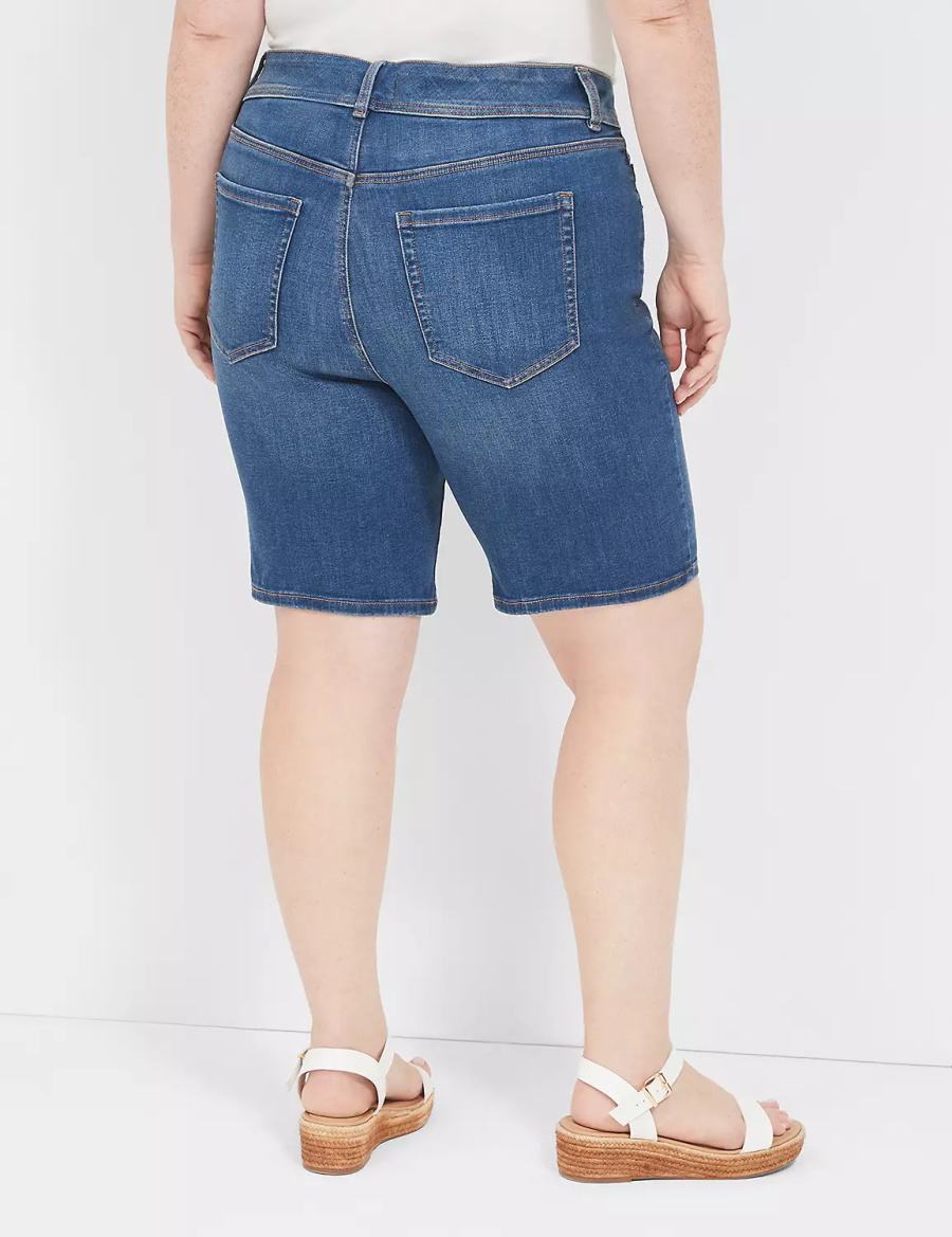 Blue Lane Bryant Tighter Tummy Fit High-Rise Bermuda Jean Women Shorts | HDM9764AP