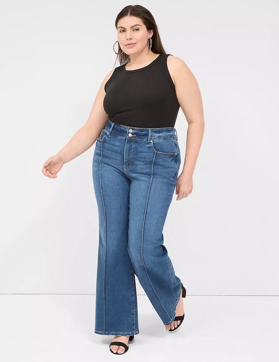 Blue Lane Bryant Tighter Tummy Fit High-Rise Flare Women Jeans | LDT7980MG