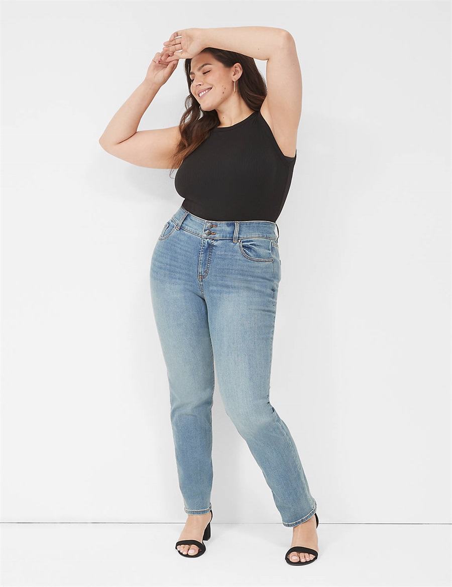 Blue Lane Bryant Tighter Tummy High-Rise Straight Women Jeans | TOT6385OB