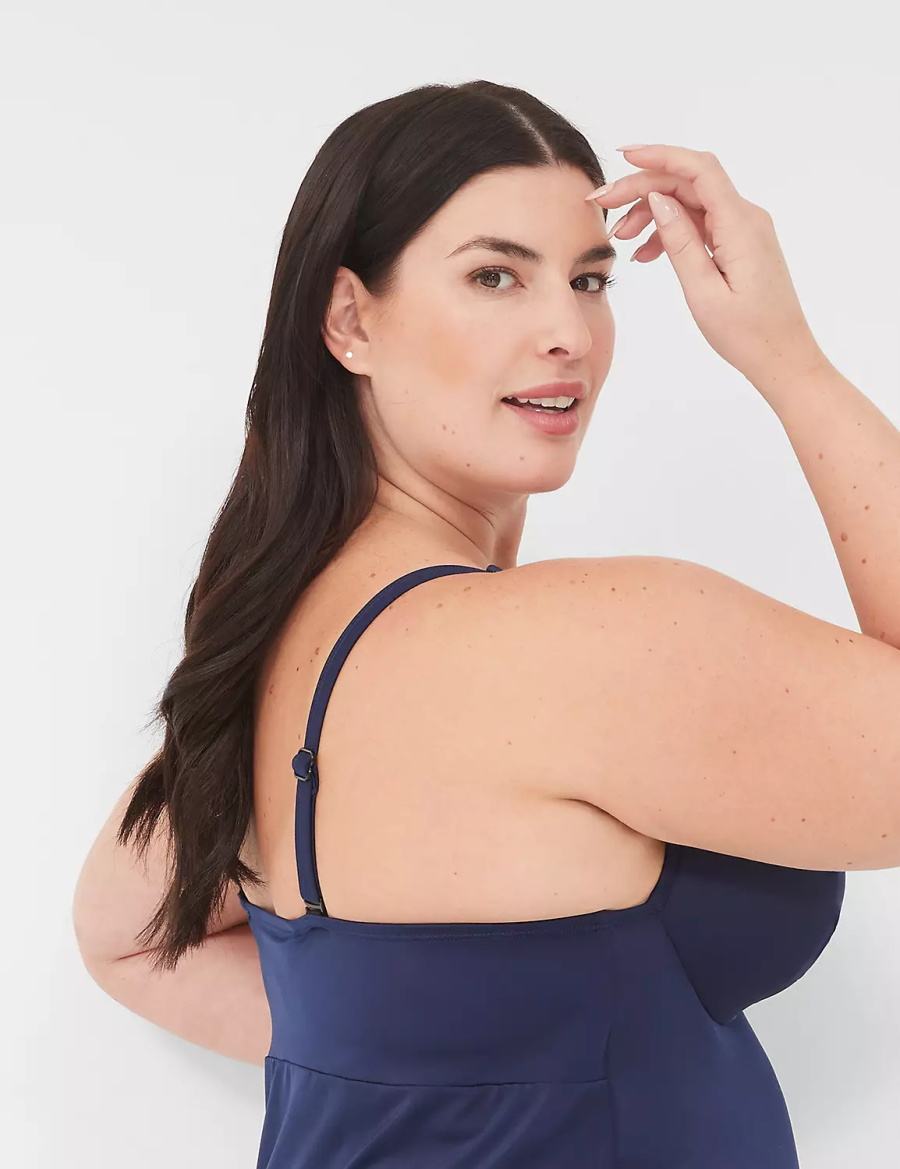 Blue Lane Bryant Underwire Knot-Front Tankini Women Bikini Top | ECC5245PO