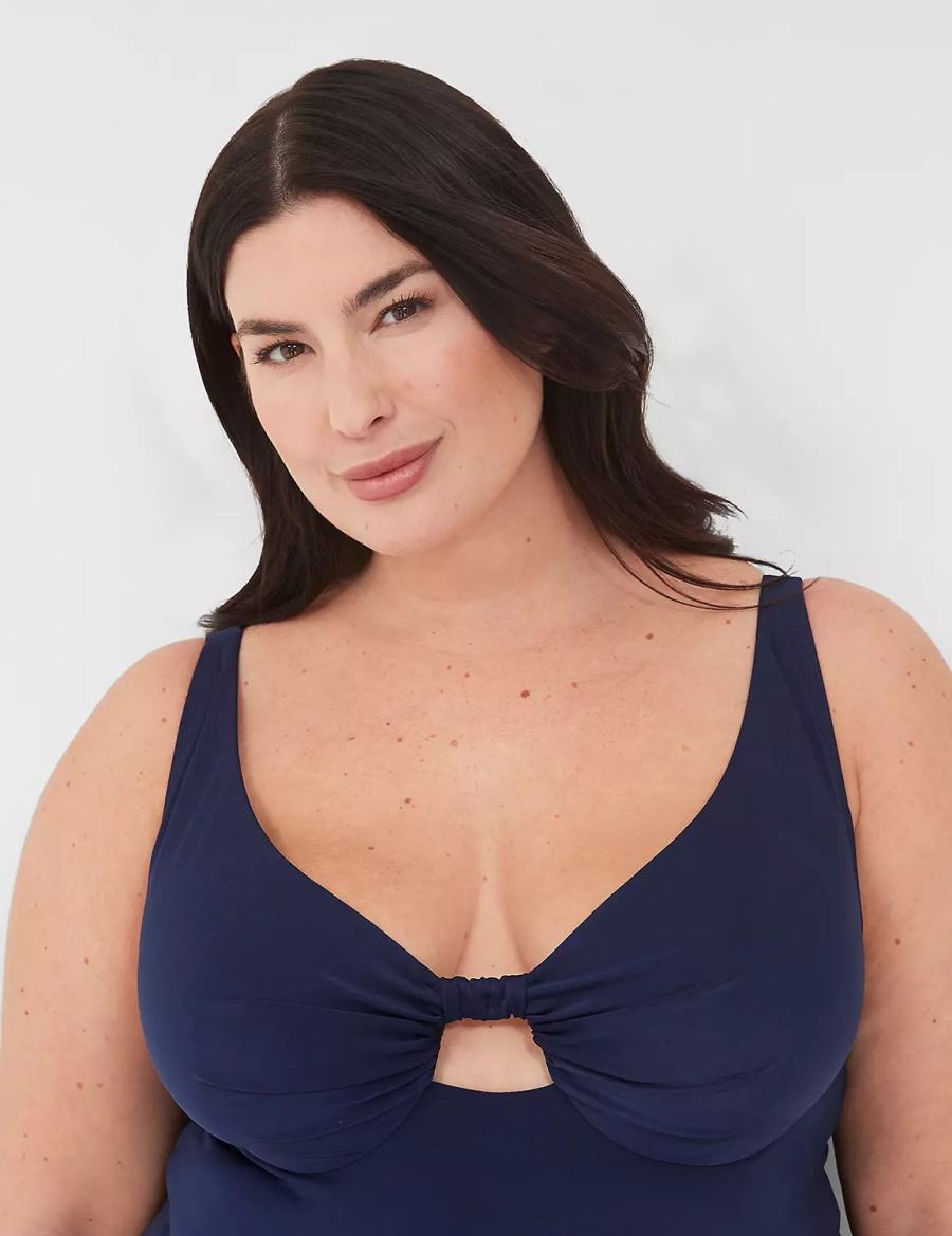 Blue Lane Bryant Underwire Knot-Front Tankini Women Bikini Top | ECC5245PO