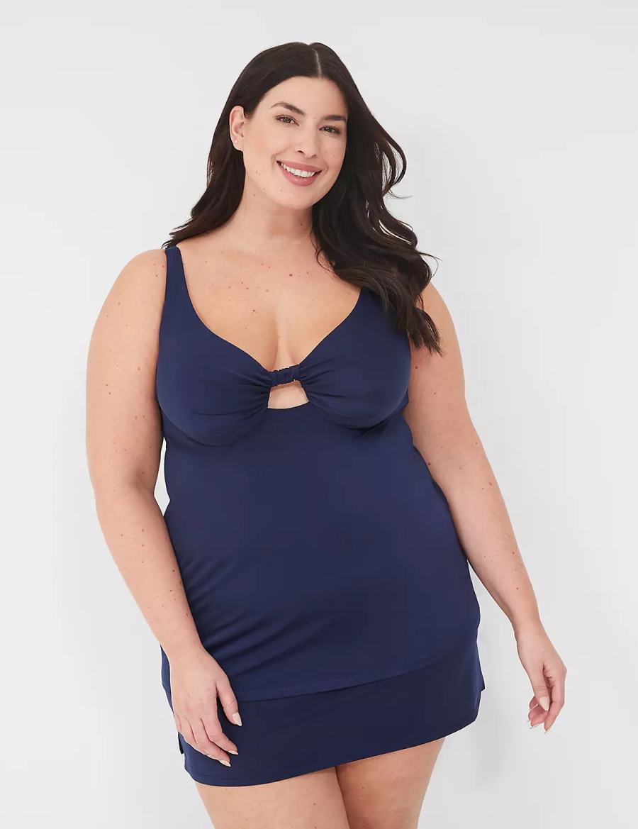 Blue Lane Bryant Underwire Knot-Front Tankini Women Bikini Top | ECC5245PO