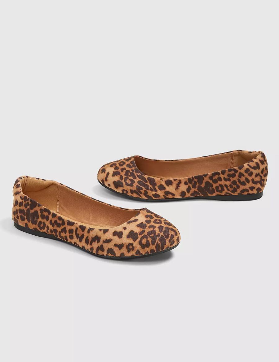 Brown Black Lane Bryant Dream Cloud Round-Toe Flat - Leopard Print Women Ballet Flats | NHG4448PQ