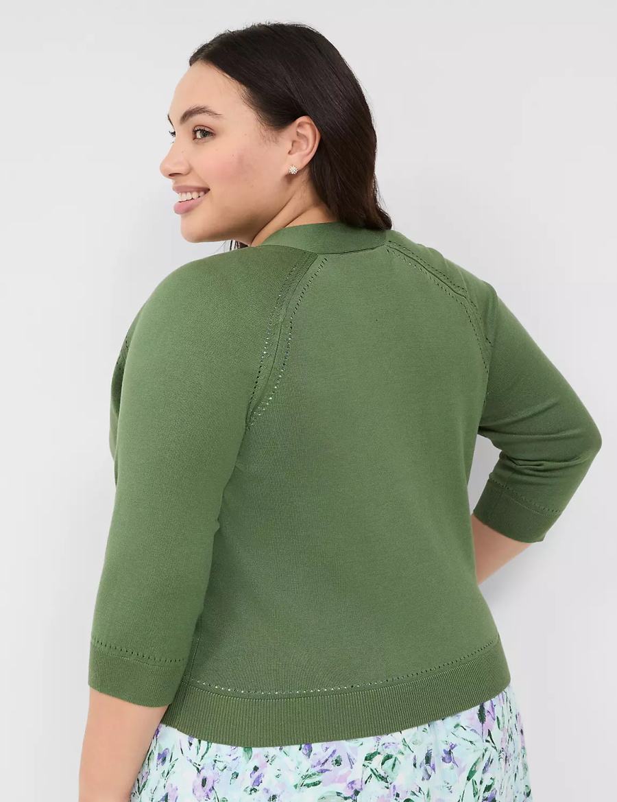 Brown Green Lane Bryant 3/4-Sleeve Open-Front Shrug Women Sweaters | XGK7261VB