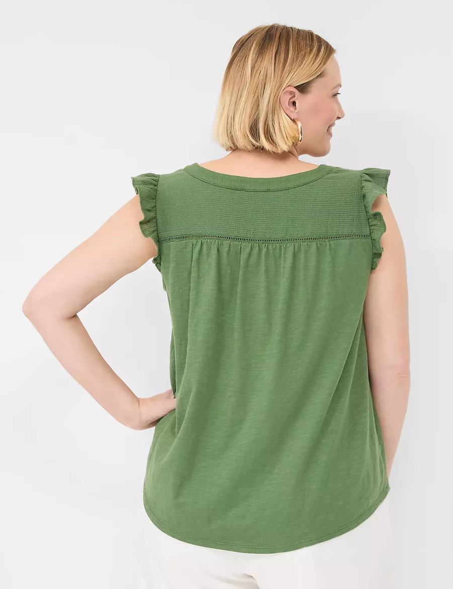 Brown Green Lane Bryant Cap-Sleeve Woven & Knit Top Women T Shirts | SMN3486XE