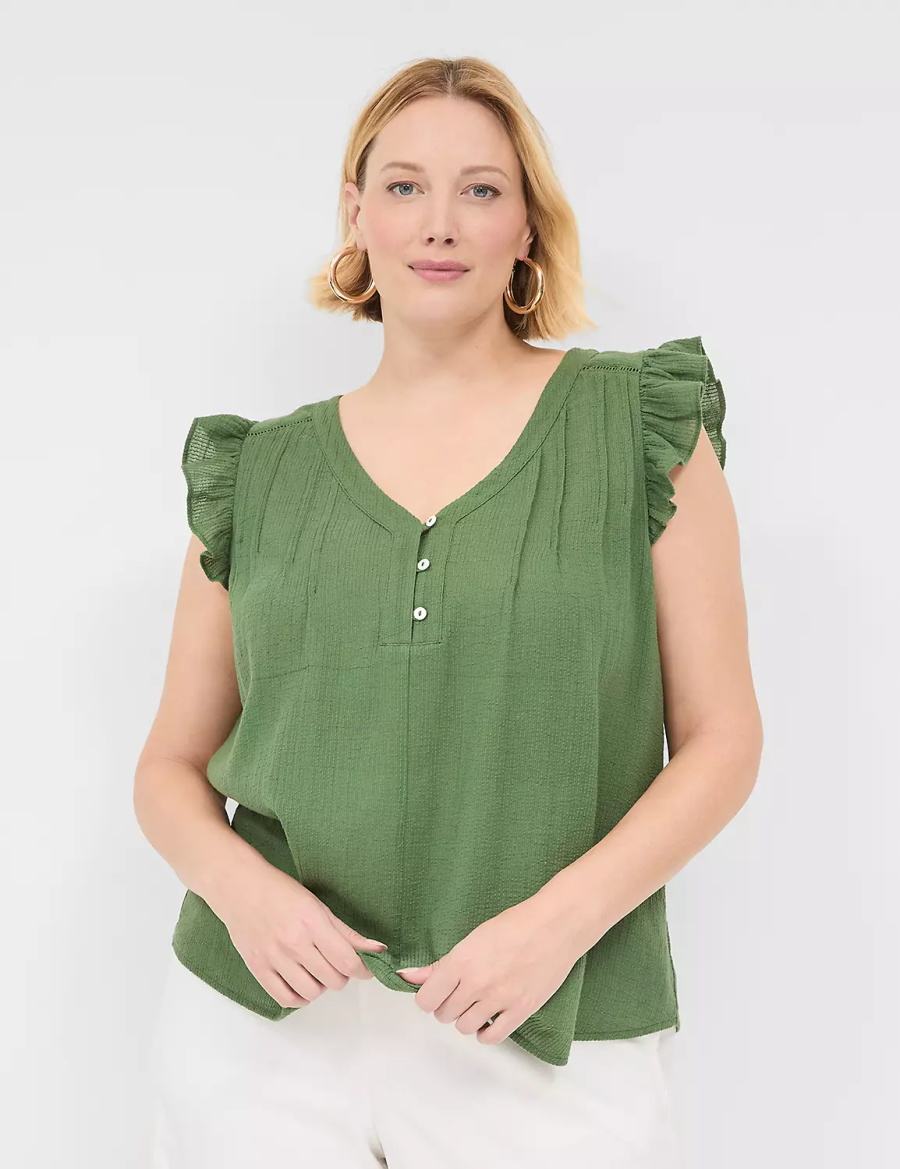 Brown Green Lane Bryant Cap-Sleeve Woven & Knit Top Women T Shirts | SMN3486XE