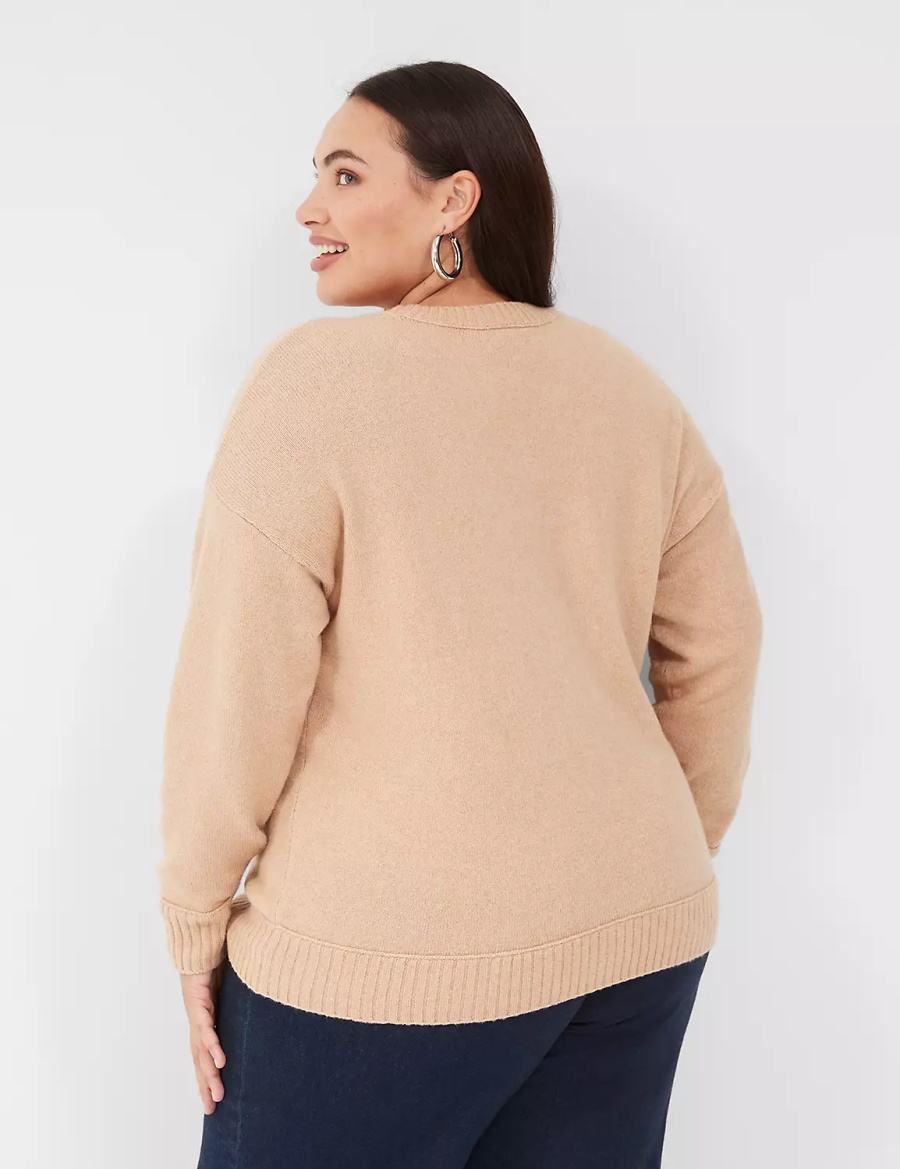 Brown Lane Bryant Crew-Neck All Is Bright Women Sweaters | HZQ4110TP