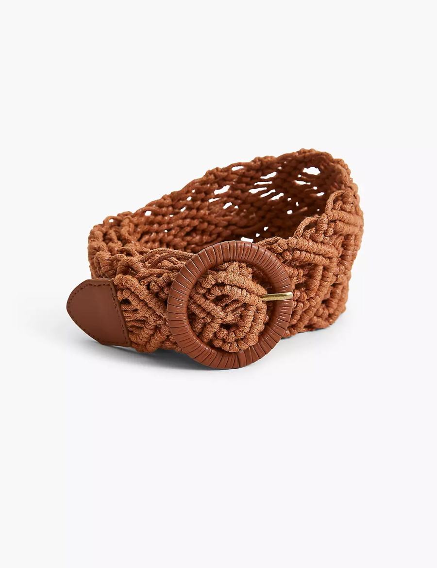 Brown Lane Bryant Faux-Leather Macrame Women Belts | TYL4530ZN