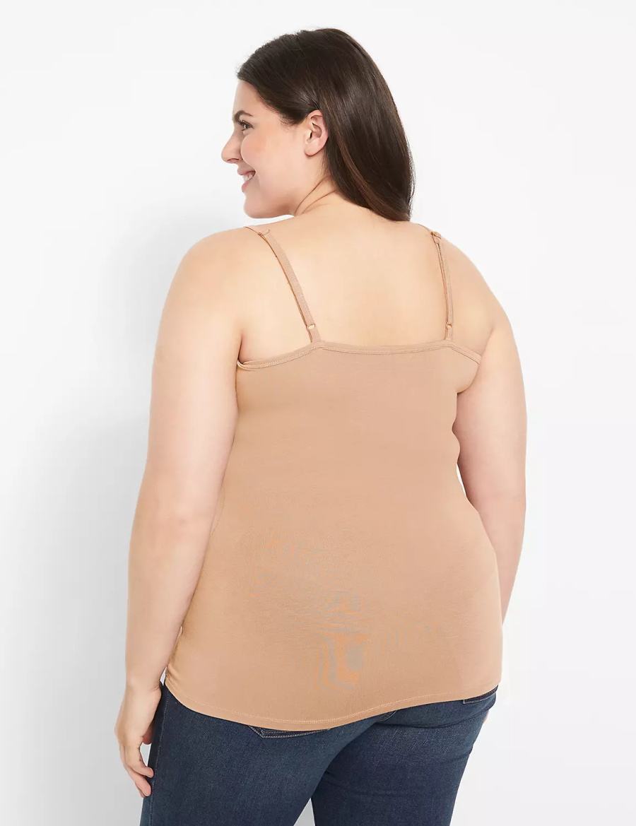 Brown Lane Bryant Fitted Scoop-Neck Cami Women Tank Top | MYB9558GI