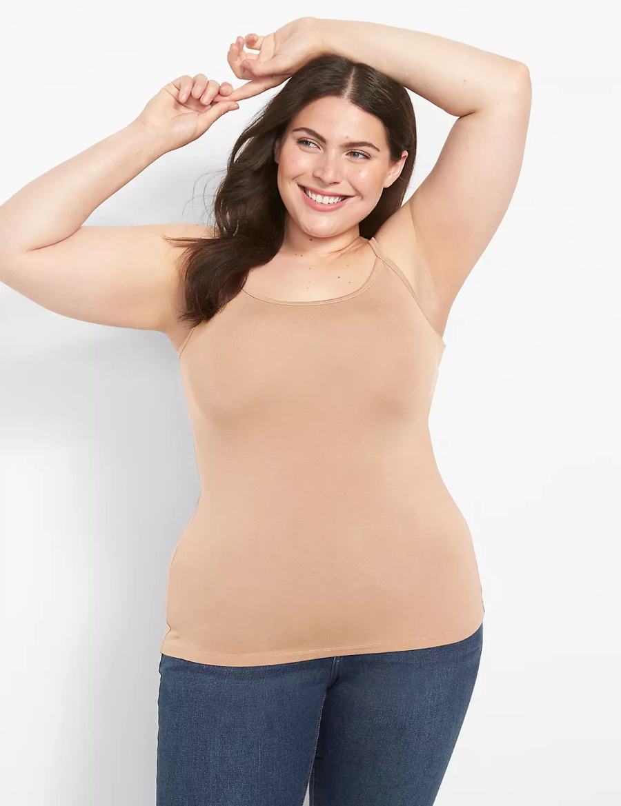 Brown Lane Bryant Fitted Scoop-Neck Cami Women Tank Top | MYB9558GI