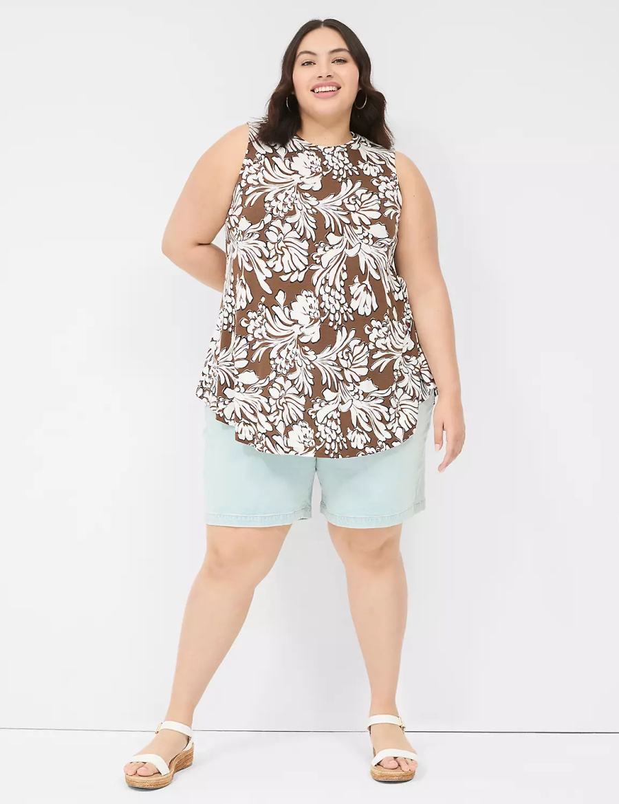 Brown Lane Bryant Max Swing Sleeveless High-Neck Tunic Women T Shirts | NEA5269PS